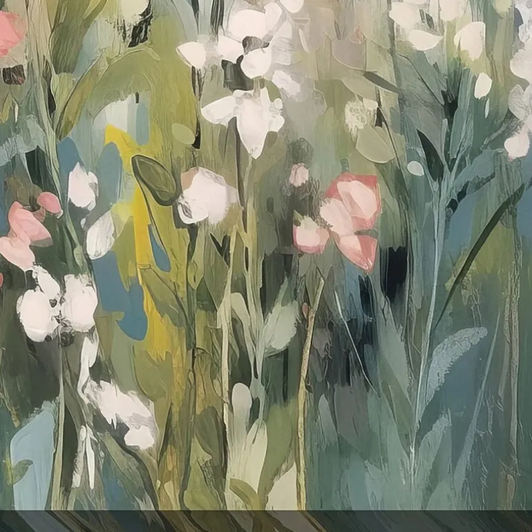Streamline Art Tranquil Meadow Tones Ii Hand Embellished Canvas Art