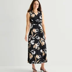Studio 1 Womens V Neck Sleeveless Maxi Dress