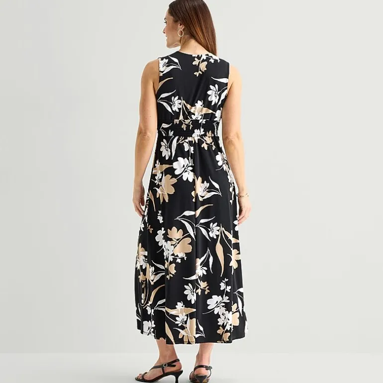 Studio 1 Womens V Neck Sleeveless Maxi Dress