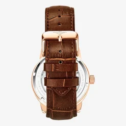 Stuhrling Mens Automatic Brown Leather Strap Watch 3917 3