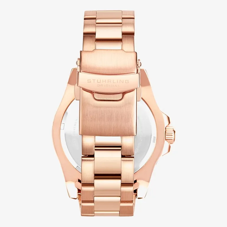 Stuhrling Mens Rose Goldtone Stainless Steel Bracelet Watch 3965 5