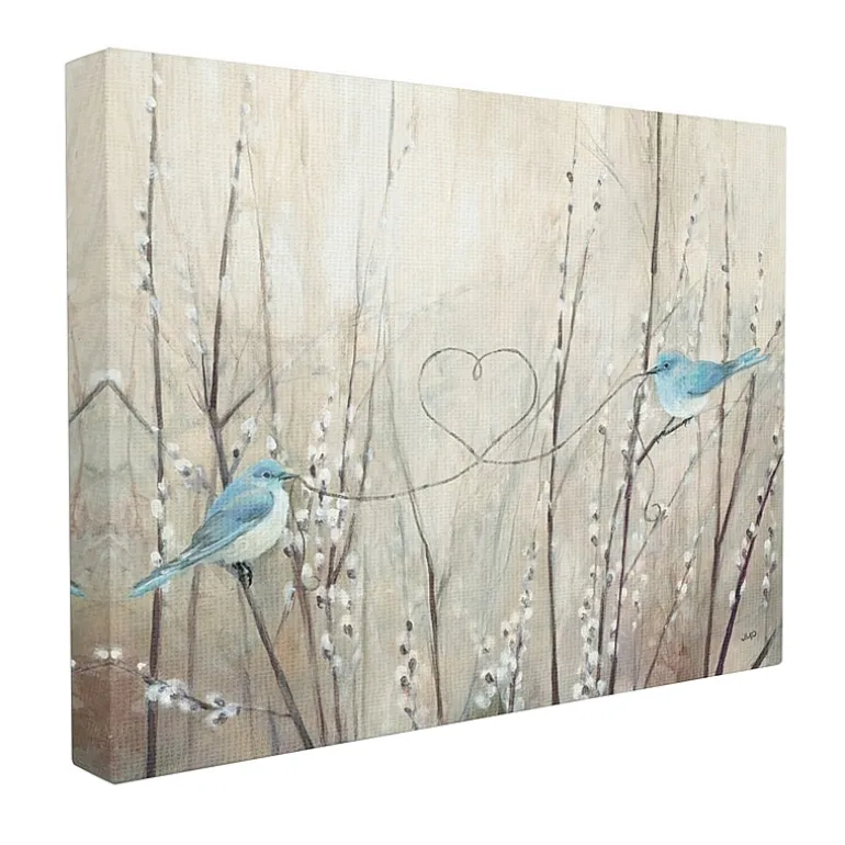 Stupell Industries Love Birds Heart Shape Canvas Art