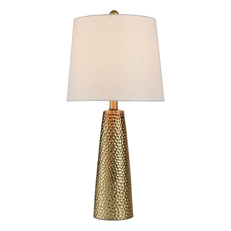 Stylecraft Christy Golden Copper With Brussels White Shade Ceramic Table Lamp