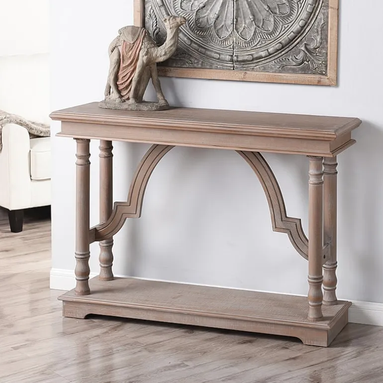 StyleCraft Gray Wash Wood Trestle Console Table