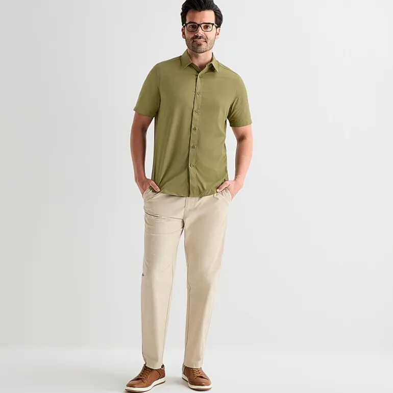 Stylus Mens Short Sleeve Regular Fit Button-Down Shirt