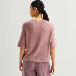Stylus Womens Crew Neck Short Sleeve Pullover Sweater