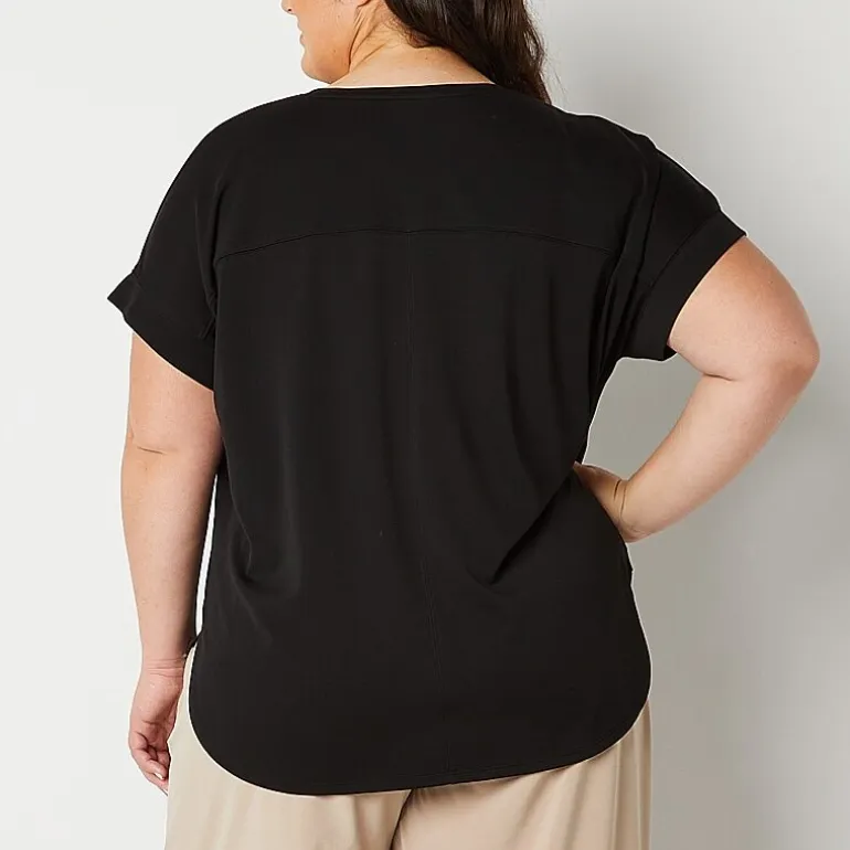 Stylus Womens Plus Crew Neck Short Sleeve T-Shirt