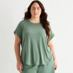 Stylus Womens Plus Crew Neck Short Sleeve T-Shirt
