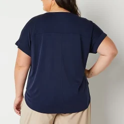 Stylus Womens Plus Crew Neck Short Sleeve T-Shirt