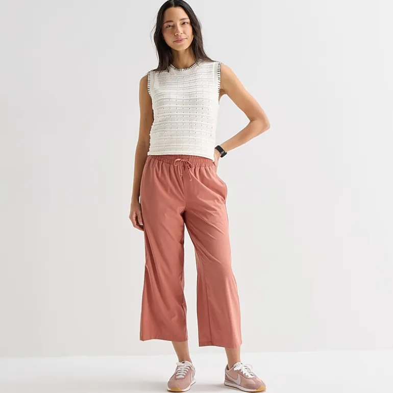 Stylus Womens Wide Leg Mid Rise Cropped Pant