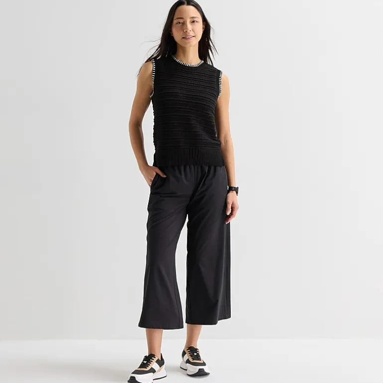 Stylus Womens Wide Leg Mid Rise Cropped Pant