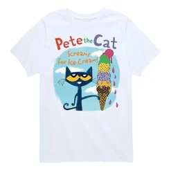 Summer Ice Cream Little & Big Kid Boys Crew Neck Short Sleeve Regular Fit Pete the Cat Graphic T-Shirt