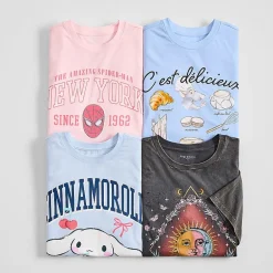 Sun And Moon Boyfriend Tee Womens Juniors Crew Neck Short Sleeve Oversized Graphic T-Shirt