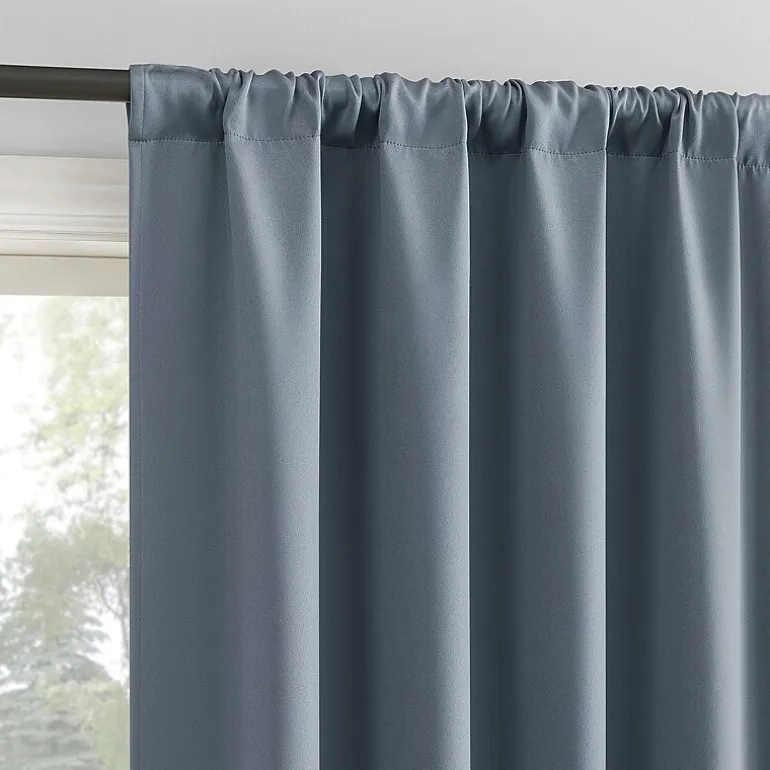 Sun Zero Aria Magnetic Closure Back Tab 100% Blackout Set of 2 Curtain Panel