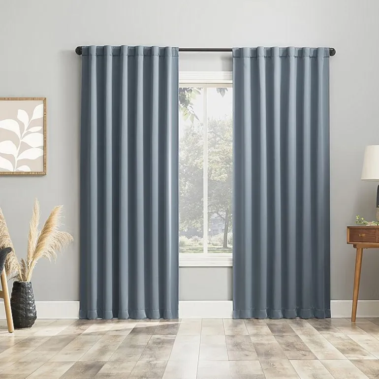 Sun Zero Aria Magnetic Closure Back Tab 100% Blackout Set of 2 Curtain Panel