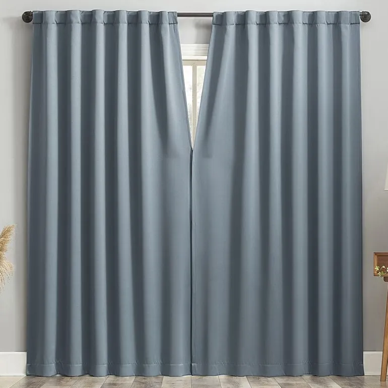Sun Zero Aria Magnetic Closure Back Tab 100% Blackout Set of 2 Curtain Panel
