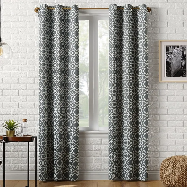 Sun Zero Barnett Trellis Grommet Top Energy Saving Blackout Single Curtain Panel