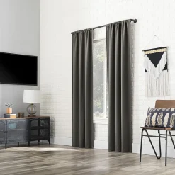 Sun Zero Bergen Rod Pocket 100% Blackout Single Curtain Panel