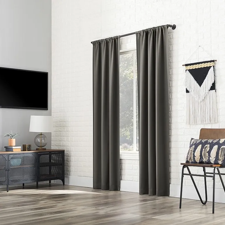 Sun Zero Bergen Rod Pocket 100% Blackout Single Curtain Panel