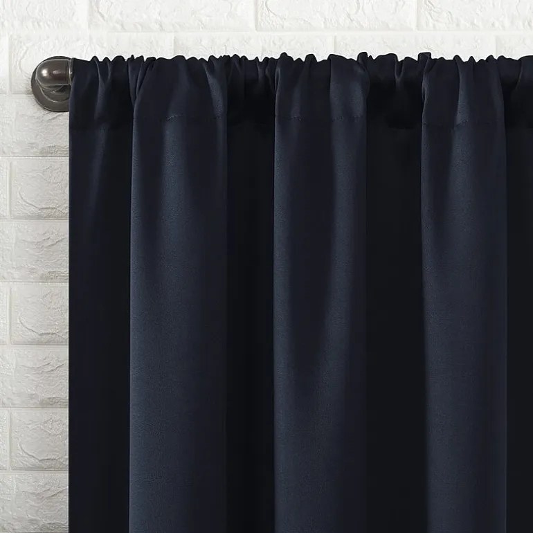Sun Zero Bergen Rod Pocket 100% Blackout Single Curtain Panel