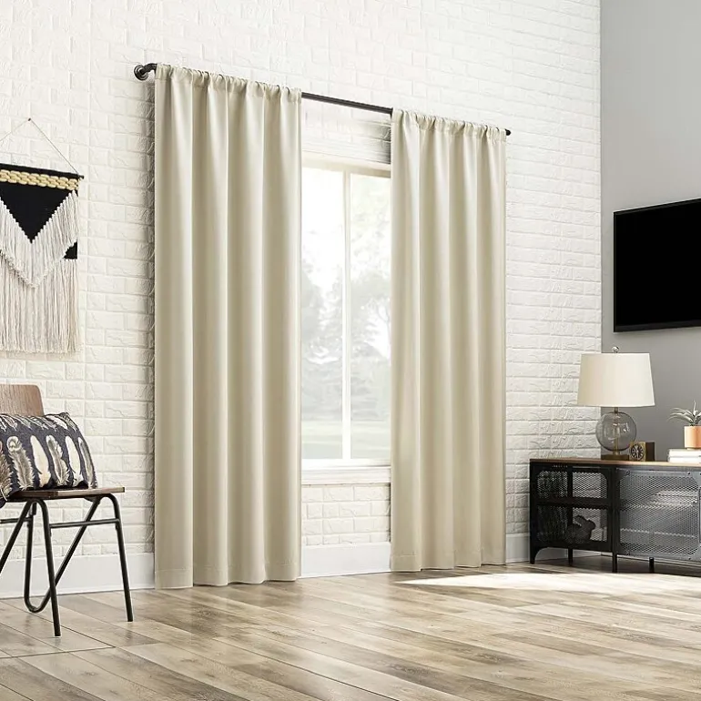Sun Zero Bergen Rod Pocket 100% Blackout Single Curtain Panel