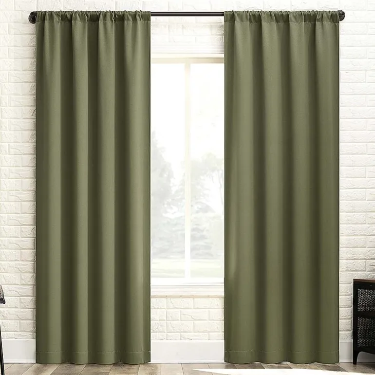 Sun Zero Bergen Rod Pocket 100% Blackout Single Curtain Panel
