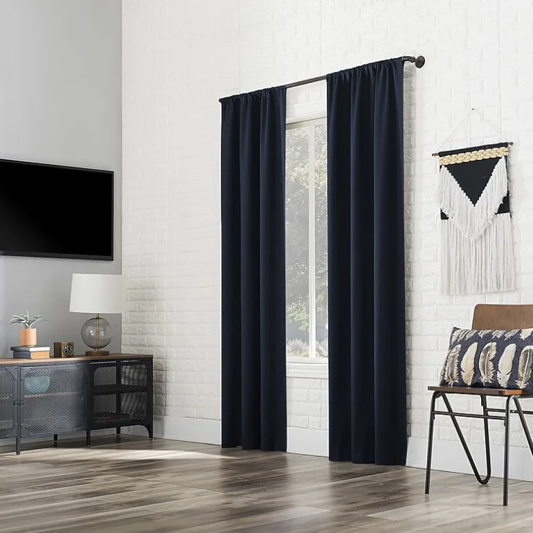 Sun Zero Bergen Rod Pocket 100% Blackout Single Curtain Panel