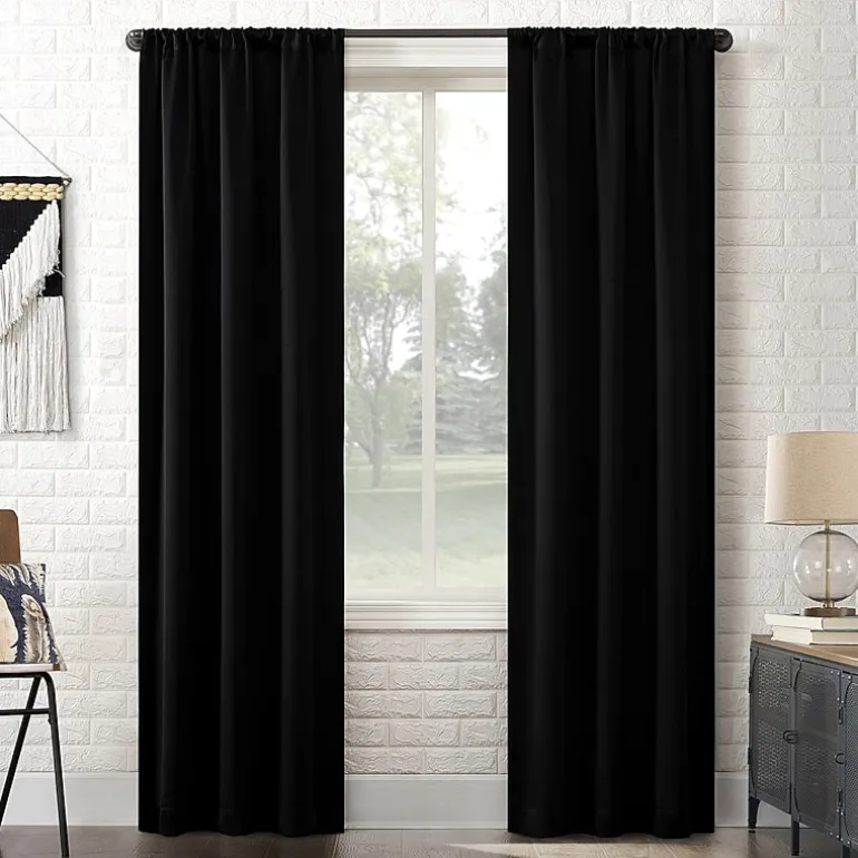 Sun Zero Bergen Rod Pocket 100% Blackout Single Curtain Panel