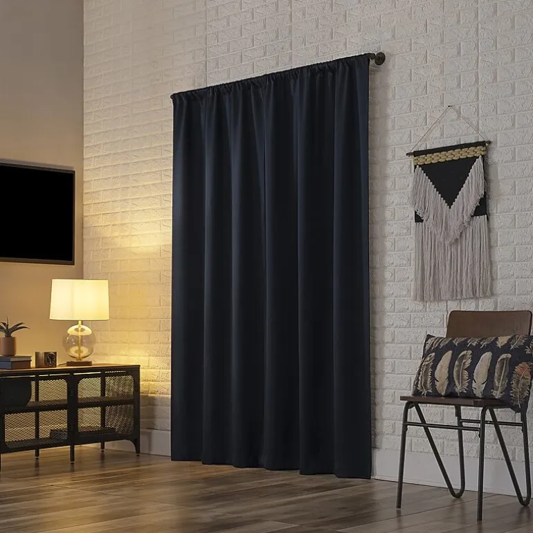 Sun Zero Bergen Rod Pocket 100% Blackout Single Curtain Panel