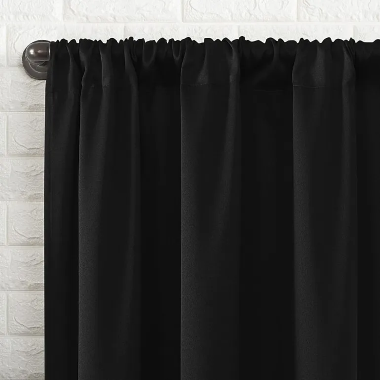 Sun Zero Bergen Rod Pocket 100% Blackout Single Curtain Panel