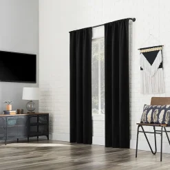 Sun Zero Bergen Rod Pocket 100% Blackout Single Curtain Panel