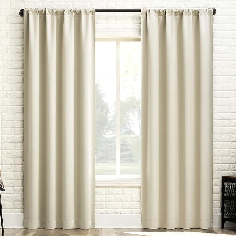 Sun Zero Bergen Rod Pocket 100% Blackout Single Curtain Panel
