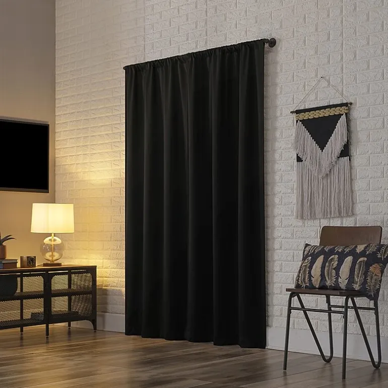 Sun Zero Bergen Rod Pocket 100% Blackout Single Curtain Panel