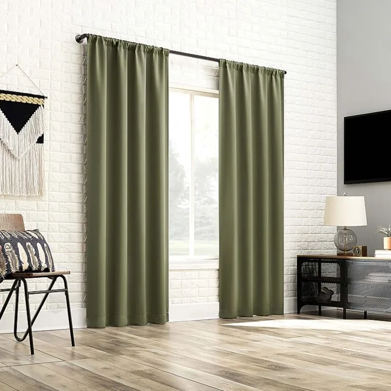 Sun Zero Bergen Rod Pocket 100% Blackout Single Curtain Panel