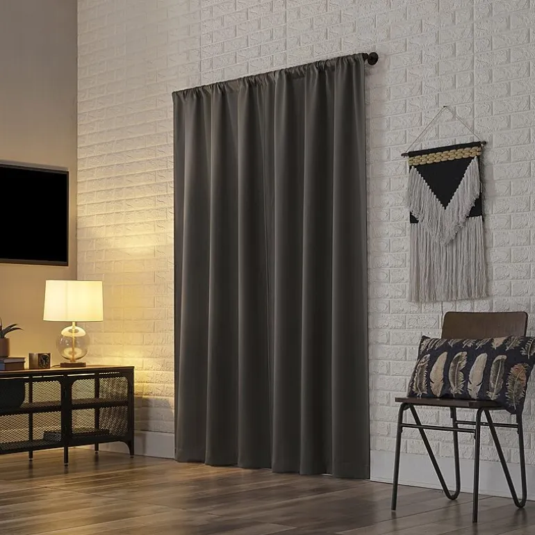 Sun Zero Bergen Rod Pocket 100% Blackout Single Curtain Panel