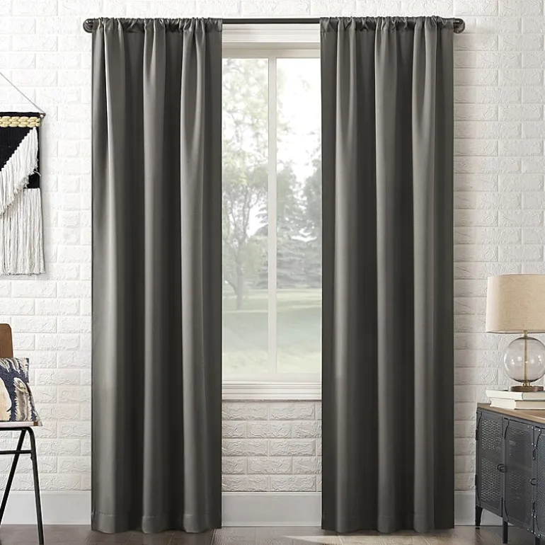 Sun Zero Bergen Rod Pocket 100% Blackout Single Curtain Panel