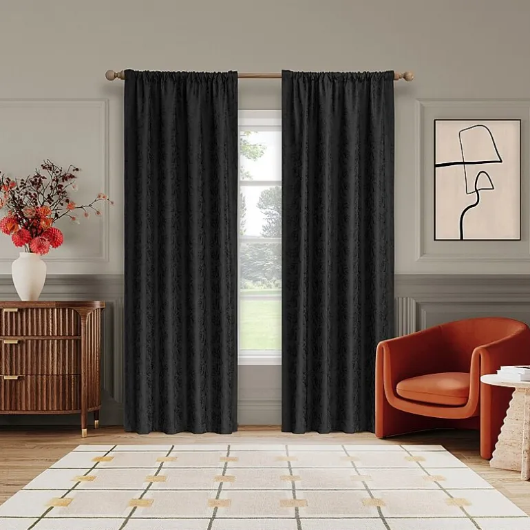 Sun Zero Bronte Floral Rod Pocket Light-Filtering Single Curtain Panel