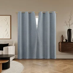 Sun Zero Dresden Detail Magnetic Grommet Top Light-Filtering Set of 2 Curtain Panel