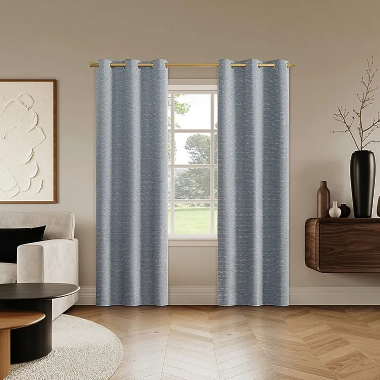 Sun Zero Dresden Detail Magnetic Grommet Top Light-Filtering Set of 2 Curtain Panel