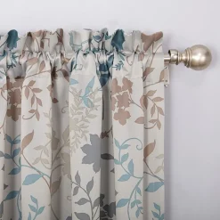 Sun Zero Emory Botanical Print Rod Pocket Energy Saving Light-Filtering Single Curtain Panel
