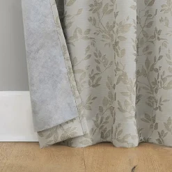 Sun Zero Estelle Foliage Woven Back Tab Light-Filtering Set of 2 Curtain Panel