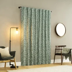 Sun Zero Estelle Foliage Woven Back Tab Light-Filtering Set of 2 Curtain Panel