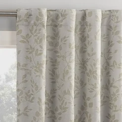 Sun Zero Estelle Foliage Woven Back Tab Light-Filtering Set of 2 Curtain Panel