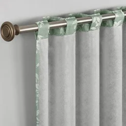Sun Zero Estelle Foliage Woven Back Tab Light-Filtering Set of 2 Curtain Panel