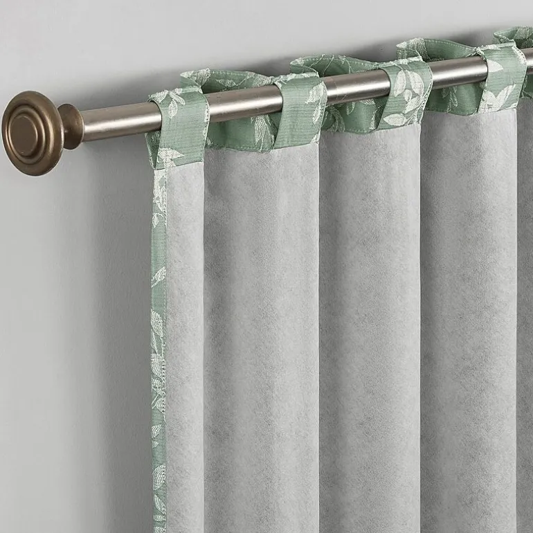Sun Zero Estelle Foliage Woven Back Tab Light-Filtering Set of 2 Curtain Panel
