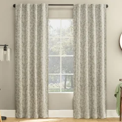 Sun Zero Estelle Foliage Woven Back Tab Light-Filtering Set of 2 Curtain Panel