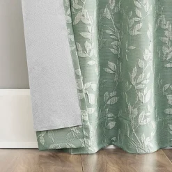 Sun Zero Estelle Foliage Woven Back Tab Light-Filtering Set of 2 Curtain Panel