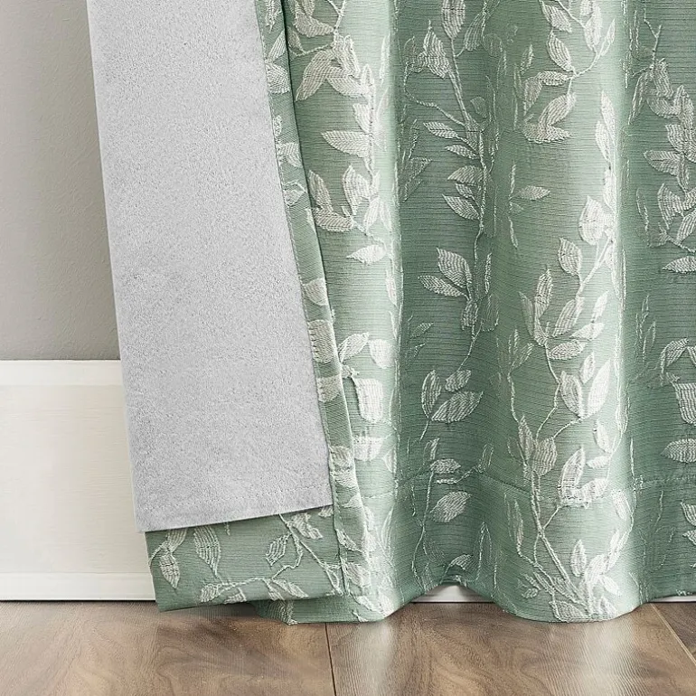 Sun Zero Estelle Foliage Woven Back Tab Light-Filtering Set of 2 Curtain Panel