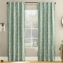 Sun Zero Estelle Foliage Woven Back Tab Light-Filtering Set of 2 Curtain Panel