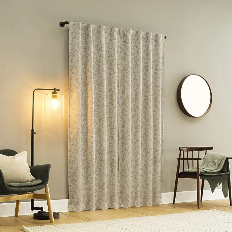 Sun Zero Estelle Foliage Woven Back Tab Light-Filtering Set of 2 Curtain Panel